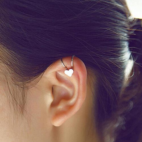 Hot 1 Pc Womens Fashion Ear Cuff Heart Moon Shape Non Pierced Earrings Faux Pearl Ear Clip Earrings Jewelry Gift