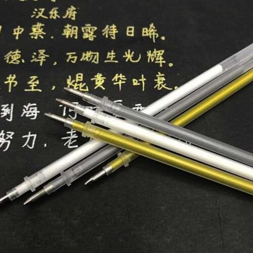 10Pcs White Gold Silver Ballpoint Pen Refill Photo Album Pen Refills Stationery Office Learning Scrapbooking Pen Sketch Drawing