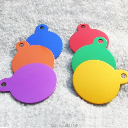 100pcs/lot Aluminum Circle Pet Dog Cat ID Tags Round Blank Pet Identity Tags Pendants