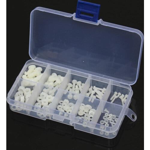 150pcs White Nylon Hex Screw M2 M2.5 M3 M4 M5 Bolt Nut Standoff Spacer Kit with Plastic Box Corrosion Resistant