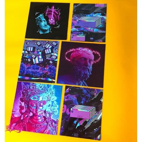 6PCS Car Stickers Guitar Auto Rear Windshield DDecals for Classic Cartoon Anime Vaporwave Pop Culture Symbol Steam Mechanic