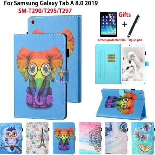 Case For Samsung Galaxy Tab A 8.0 2019 Cover T290 SM-T290 SM-T295 T295 T297 Funda Kids Fashion Cartoon Stand Capa Shell +Gift