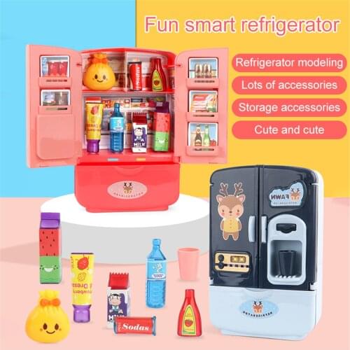 Children Simulation Refrigerator Kitchen Toys Double Door Mini Home Appliances Play Toys Doll House Furniture Birthday Gifts#g4