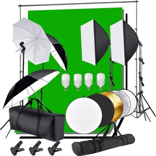 Lighting Kit Adjustable 2x3m Background Support System 4pcs Backdrops Tripod Stand 5 in1 60cm Reflector Board Diffuser Umbrella