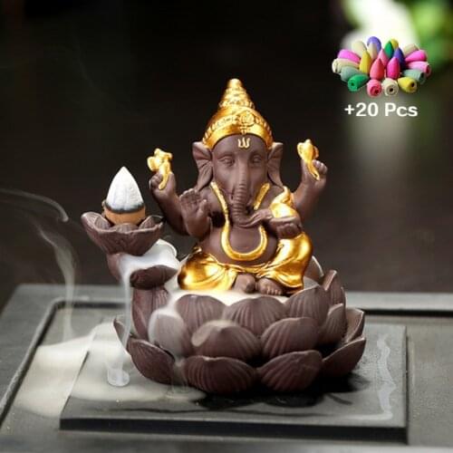 Ganesha Incense Waterfall Burner Fondant Candle Fountain for Home Zen Garden Incense Holder Incense Zen Candles for Decoration