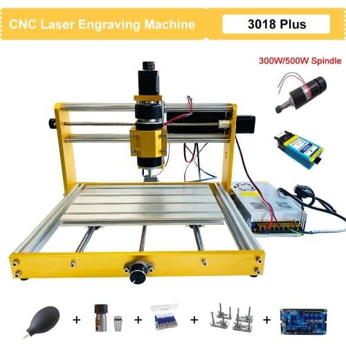 CNC 3018 Plus Laser Engraver New Upgrade Metal Frame 3 Axis DIY Desktop Laser Engraving Milling Machine 15W 30W CNC Wood Routers