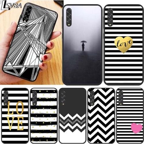 Fashion Black white Stripes for Samsung Galaxy A90 5G A80 A70S A70 A60 A50 A50S A40 A30S A20S A20E A20 A2 Core A10 Phone Case