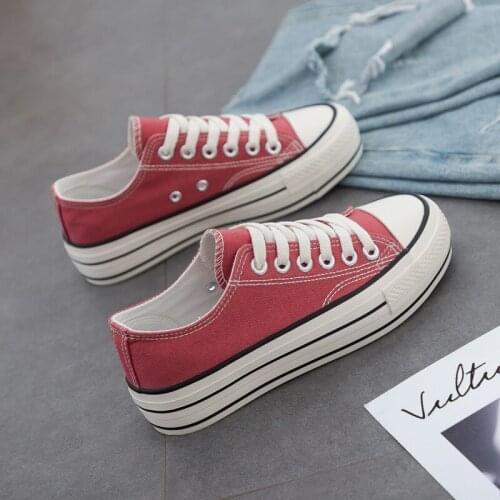 Spring and autumn new womens canvas shoes low-top lightweight breathable casual non-slip wear-resistant platform shoes