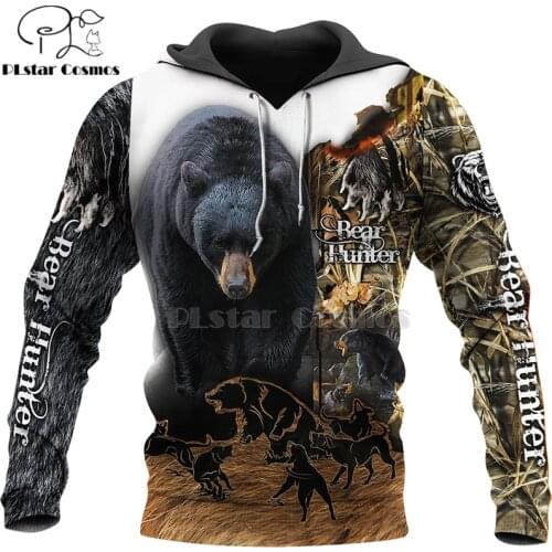 PLstar Cosmos bear HUNTING 3D Printed Shirts 3D Print Hoodies/Sweatshirt/Zipper Man Women big black bear Bow Hunter Bear-8