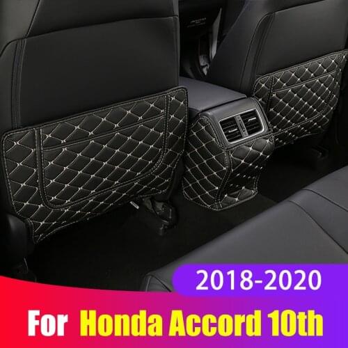 PU Leather Car Rear Seat Anti-Kick Pad Back Armrest Protection Mats For Honda Accord X 10th 2018 2019 2020 Accessories