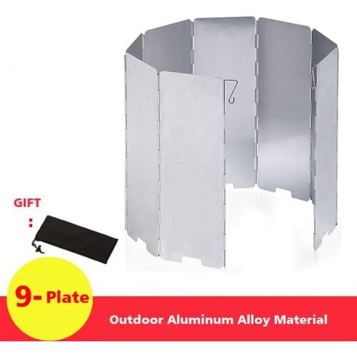 9 Plate Foldable Aluminum Outdoor Stove Wind Shield Gas Burner Windshield Picnic Camping Stove Wind Protector