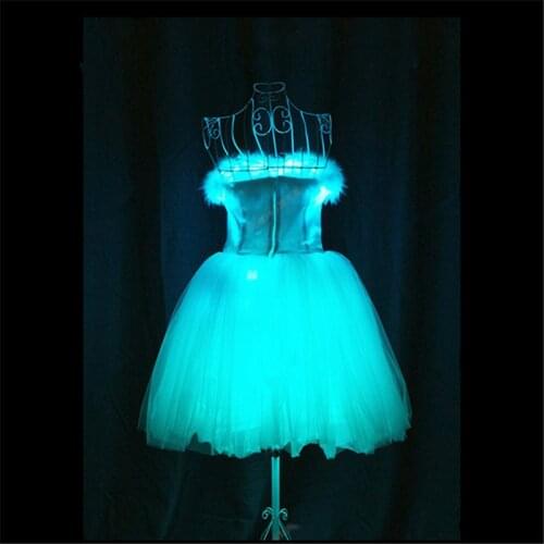 TC-169 Programmable luminous light led costume Ballet skirt ballroom dance dress women stage cloth full color bar catwalk wears