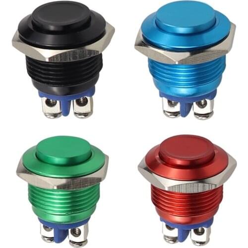 16mm High Head Waterproof Metal Push Button Switch Reset Button Switch Momentary Horn Car Red Green Yellow Blue Black 3A 250 VDC