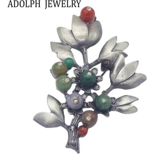 ADOLPH Jewelry New Accessories Vintage Tree Beads Crystal Zinc Alloy Brooch for Women Flower Dress Scarf Brooch Pins Hot
