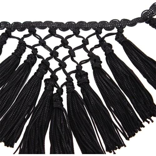 1yard Black Braided Fringe Tassel Trimming Venice Lace Ribbon Trim Applique Trimming Sew on T1708