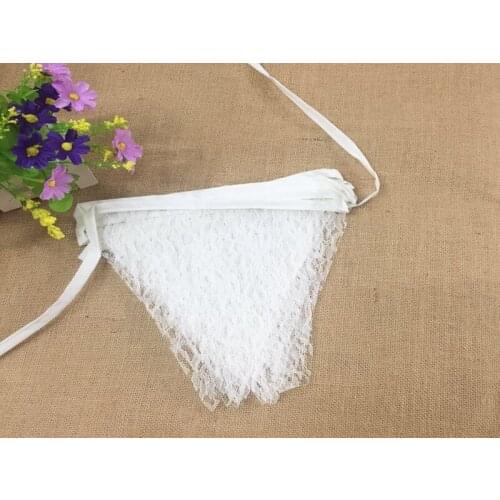 100sets/lot Fast shipping 12 flags Flax Bunting Banners Home Garden Wedding Decor Flax Lace Hanging Flags