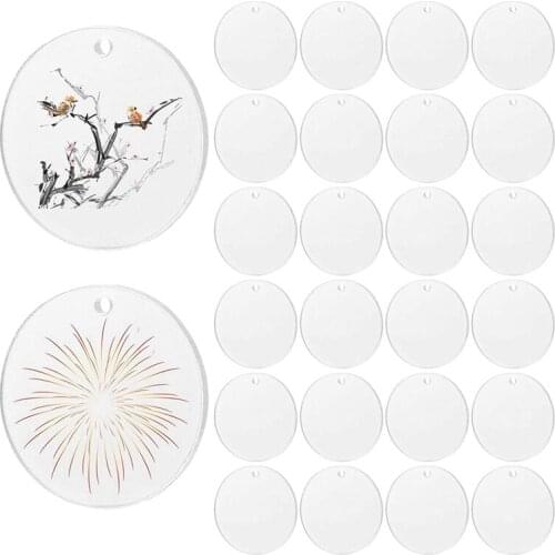 100 Pcs Acrylic Discs Round Keychain Blanks Transparent Circle Discs Clear Blank Key Chains for DIY Decoration Crafts