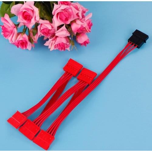 1pc PC Computer DIY 4pin Ide To 5 15pin Sata Splitter Hard Drive Power Cable Cord 18AWG