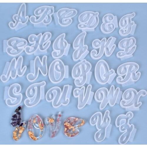 2pcs Transparent Epoxy INS Style Alphabet Silicone Mold Letter DIY Haning Pendants Ornaments Decor Resin Mold With A-Z Letters
