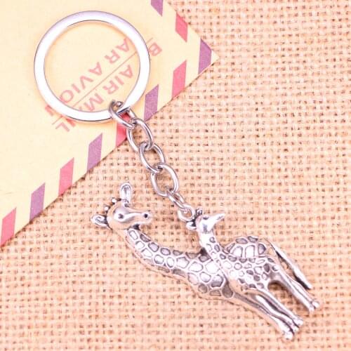 20pcs New Fashion Keychain 54x22mm giraffe deer Pendants DIY Men Jewelry Car Key Chain Ring Holder Souvenir For Gift