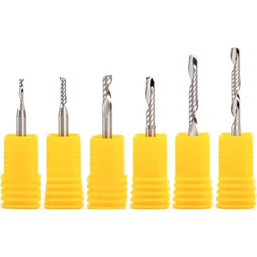 3pcs AAA Single Flute CNC Router Bit One Flute Spiral End Mills Carbide Milling Cutter Spiral PVC Cutter .175mm x 12mm 22mm 28mm