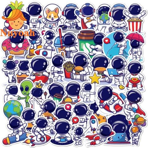 51Pcs Astronaut Space Explorer Scrapbooking Vintage Stickers for Journaling Aesthetic Stickers Notebooks DIY Decors Teens Room