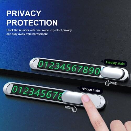 Car Temporary Parking Card Luminous Metal Alloy Hidden Telephone Number Plate Auto Park Stop Car Styling Auto Accessories