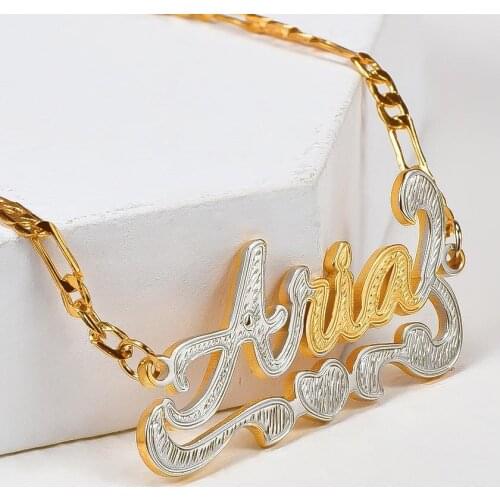 3UMeter Heart Two Tone Gold Plated Personalized Custom Name Anklet Custom Name Anklet Women Customized Anklet Dropshipping
