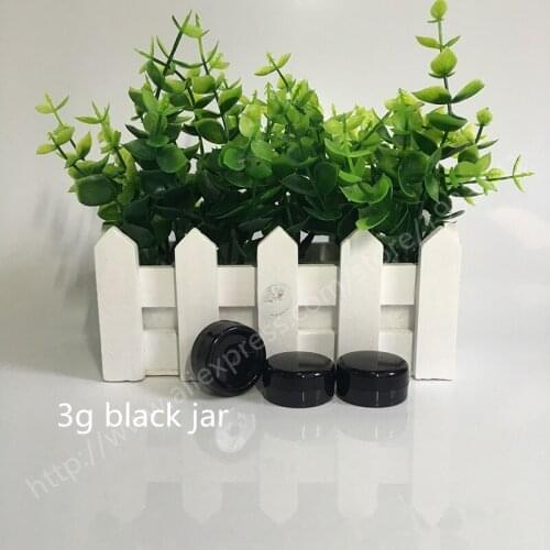 100 x 3g Black PS Plastic Cosmetic Jar, Used As Promotion Cream Glitters Sample Packaging, Makeup Sub-bottling nail powder case