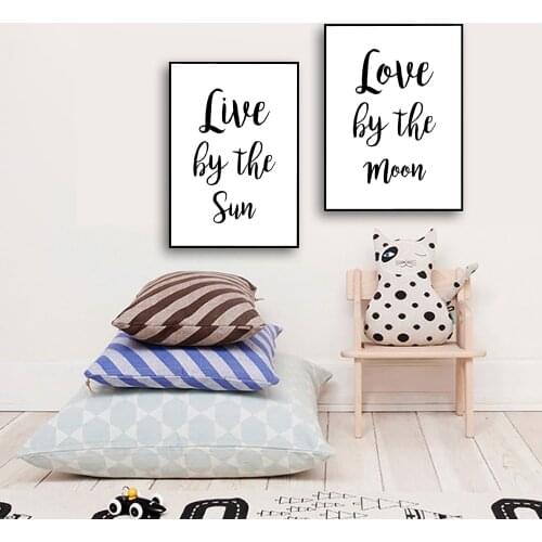 Nordic Style No Frame Decorative Paintings Encouraging Life Quotes Live By the Sun Love By the Moon Picture For Home Wall Decor