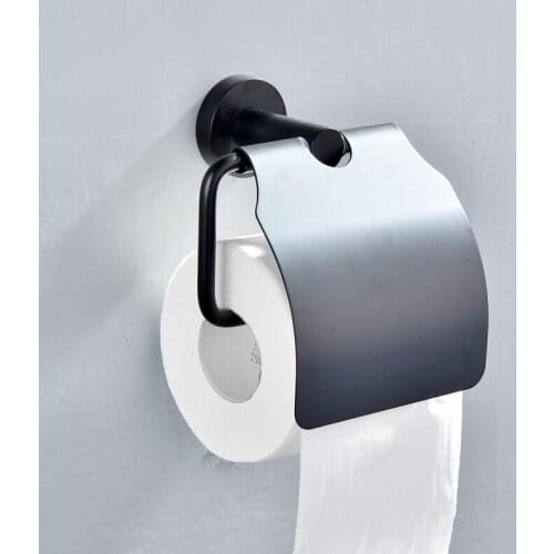 Toilet Paper Holder Bathroom Paper Tissue Holder Black SUS304 Stainless Steel Bathroom Accesseries Roll Paper Holders with Cover