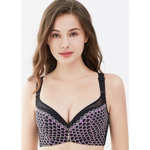Fikoo Bras For Women Plus Size Sexy Beauty Back Lace Bra Push up D E Cup Femme Brassiere Underwear 34 36 38 40 50