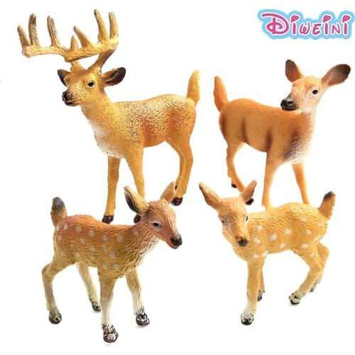 Simulation plastic animal models toys figurine stag doe small christmas deer fairy garden home decor crafts PVC doll Decoration