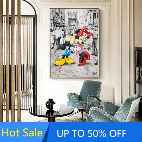 Disney Anime Canvas Painting Mickey Mouse Lover Embrace Wall Art Nordic Posters And Prints Pictures For Living Room Decor