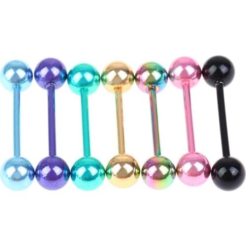 7Pcs/Set Tongue Piercing Stainless Steel Piercing Tongue Rings Bars Girls Tongue Piercing Industrial Barbells Quality Body Ring