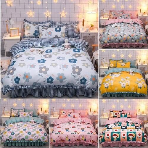European Bedding Set Soft Warm Comfort Cotton A/B Brushed Fabric Simplicity Pure Linens 4pcs King Autumn Size For Winter & Queen