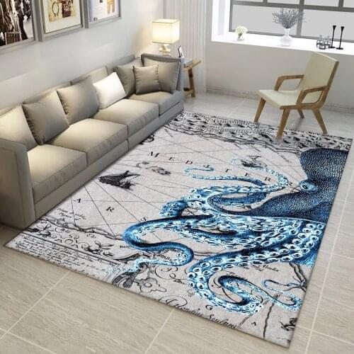 Octopus 3D Printed Carpet Mat for Living Room Doormat Flannel Print Bedroom Non-slip Floor Rug 01