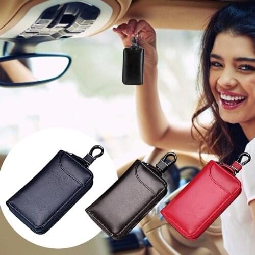 Leather Pocket Key Organizer Case with 6 Hooks Car Key Holder for Men For Storing Car Keys Household Keys Credit Cards