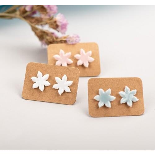 Forest Element Multicolor 6 Small Flowers Ceramic Earrings Exquisite Porcelain Accessories Wholesale #LY219