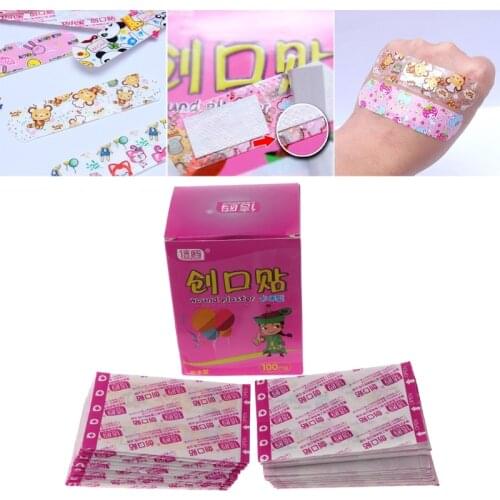 100Pcs Adhesive Bandages Waterproof Breathable First Aid Wound Plaster Cartoon