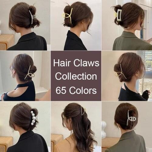 Hot Large Plastic Metal Hair Claw Pearl Shark Clip Ins Simple Crab Geometric Clamps Collection for Women Hair Accessories Gift