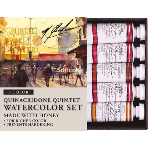 M. Graham 1/2-Ounce Tube Watercolor Paint Set, Quinacridone Quintet 5 colors (33-QUIN)