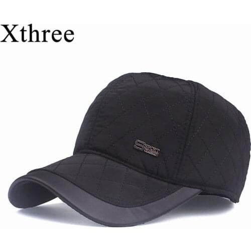 Xthree Winter Baseball Cap For men Cotton cap Ear cap Snowcap Snapback Hat Men Baseball Cap Bone Trucker Gorras