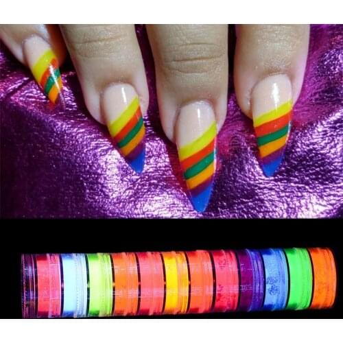 Neon Pigment Nail Powder Set Nail Fluorescence Gradient Glitter Summer Shinny Dust Nail Polish Dust UV Gel Nail Decals