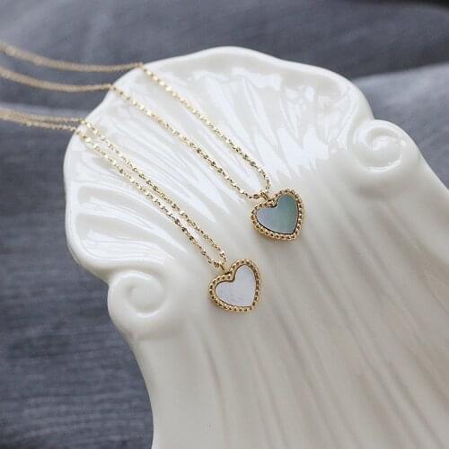 Love Necklaces For Women Stainless Steel Heart Shape Grey Or White Shell Pendants Necklace Luxury Trendy Party 2021 Jewellery