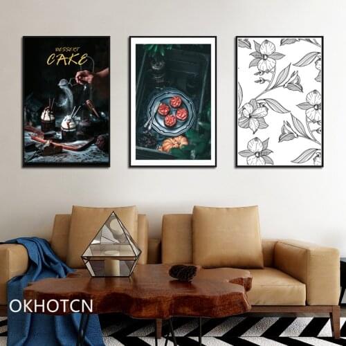 Line Drawing Flower Poster HD Printed Cake Dessert Canvas Painting Wall Art Picture For Living Room Nursery Home Decor