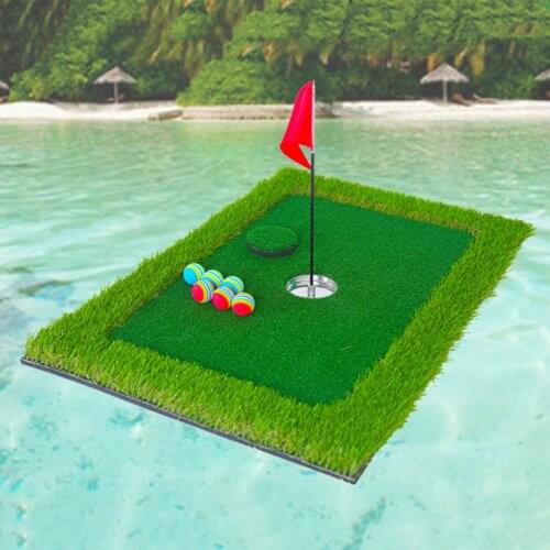Floating Green Golf Mat Water Pool Flag Driving Artificial Turf Pool Golf Game Set Floating Golf Green With Other Accessories