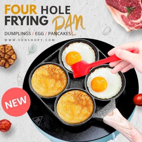 Four Hole Flat Frying Pan Kitchenware Durable Non-stick Cooking Pots Breakfast Egg Burger Frying Pan Dumpling Saucepan Skillet