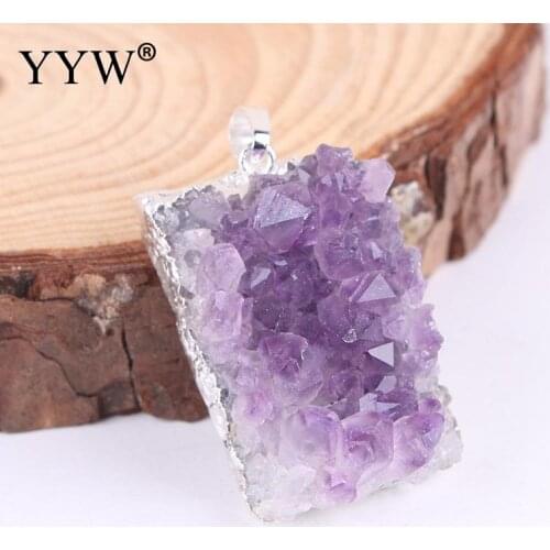 1.5-4.5cm Natural Amethysts Crystal Pendant Gold Plating Irregular Quartz Pendants Jewelry Making Natural Stone Pendant Pendulum