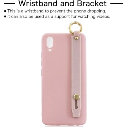 Simple Solid Color For VIVO V11 Chic Wrist Rope Bracket Matte TPU Anti-scratch Non-slip Protective Cover Back Case
